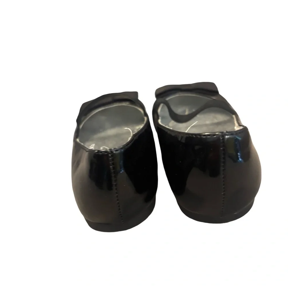 Nina Black Patent Preppy Classy Mary Jane Flats with Bow Accent Size 10